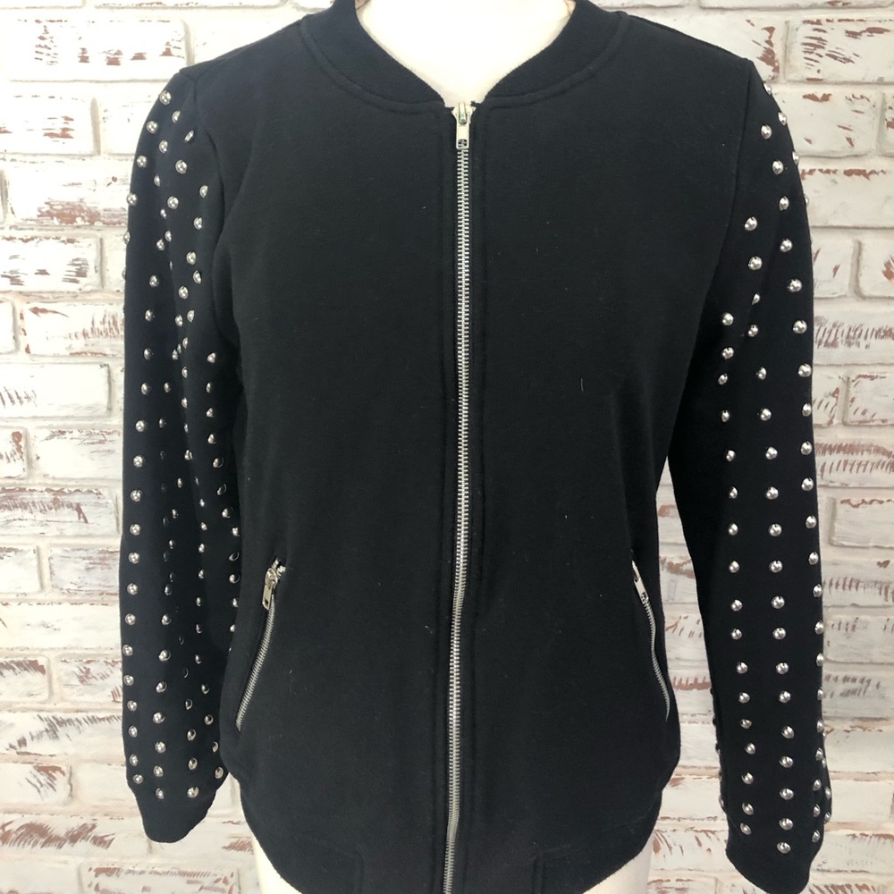 Guess Bomber Jacket Silver Rivet Embellishment